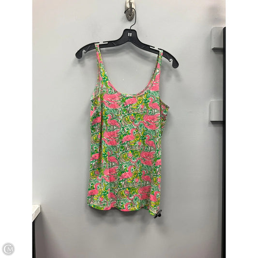 Top Short Sleeve Designer By Lilly Pulitzer In Blue & Pink, Size: L
