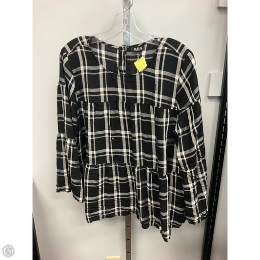 Top Long Sleeve By Ana In Plaid Pattern, Size: M