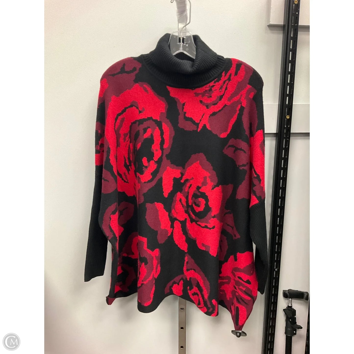 Sweater By Chicos In Black & Red, Size: Xl