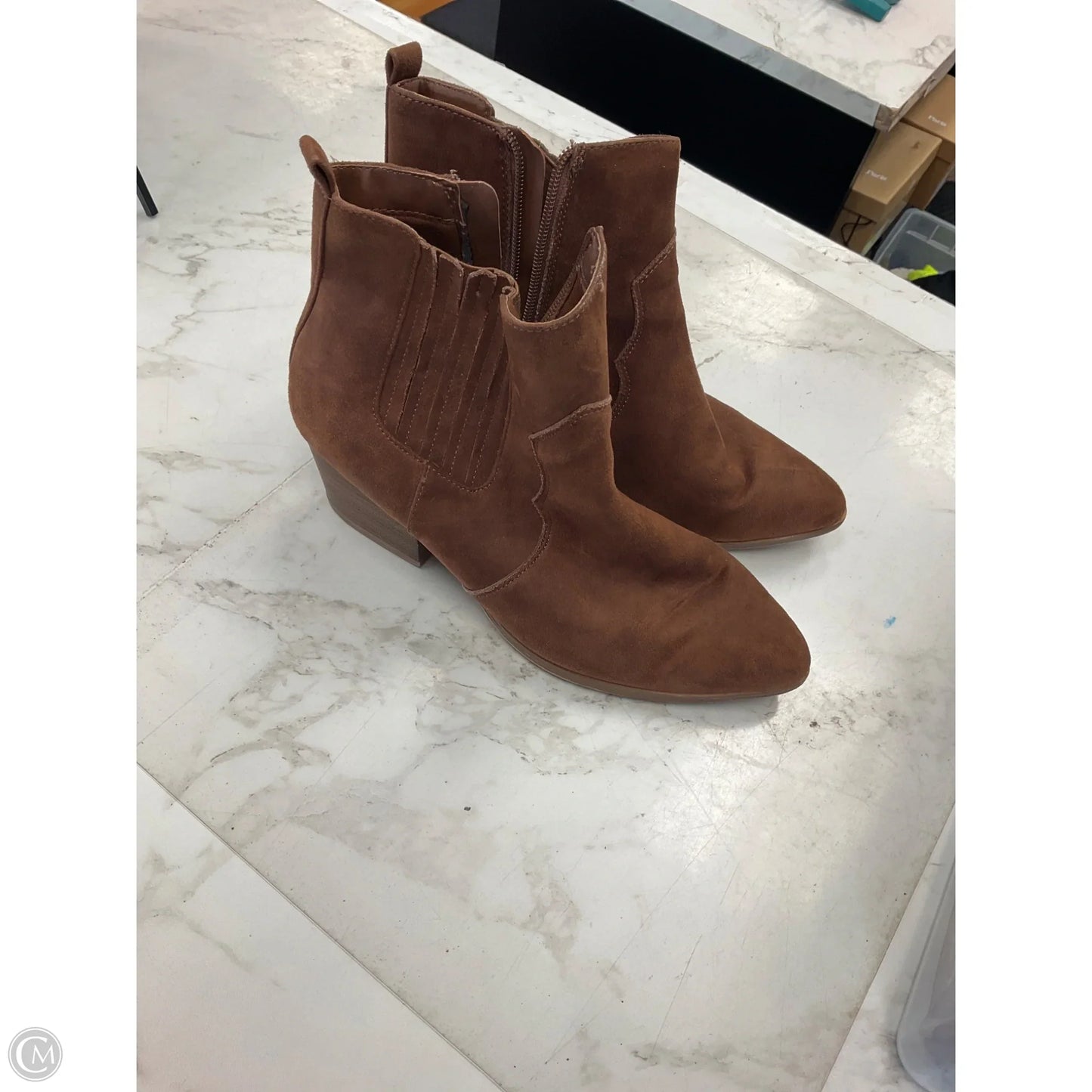 Boots Ankle Heels By Time And Tru In Brown, Size: 8