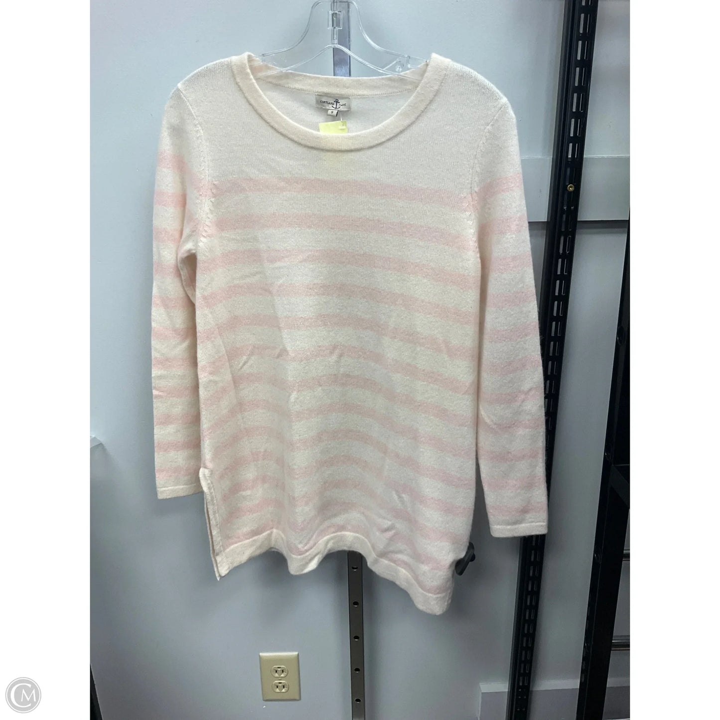 Sweater Cashmere By Clothes Mentor In Pink & White, Size: S