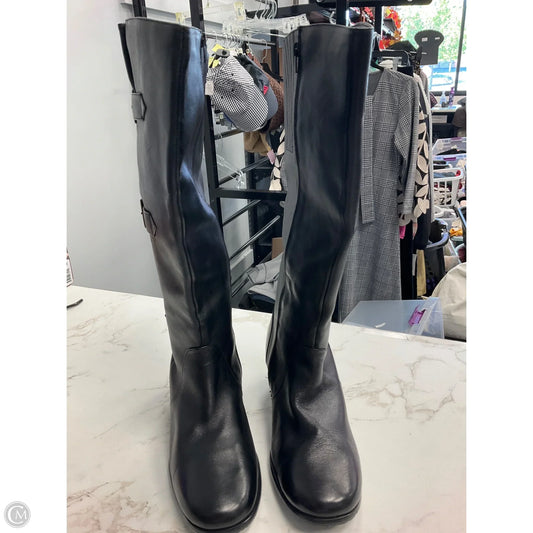 Boots Leather By Clothes Mentor In Black, Size: 12