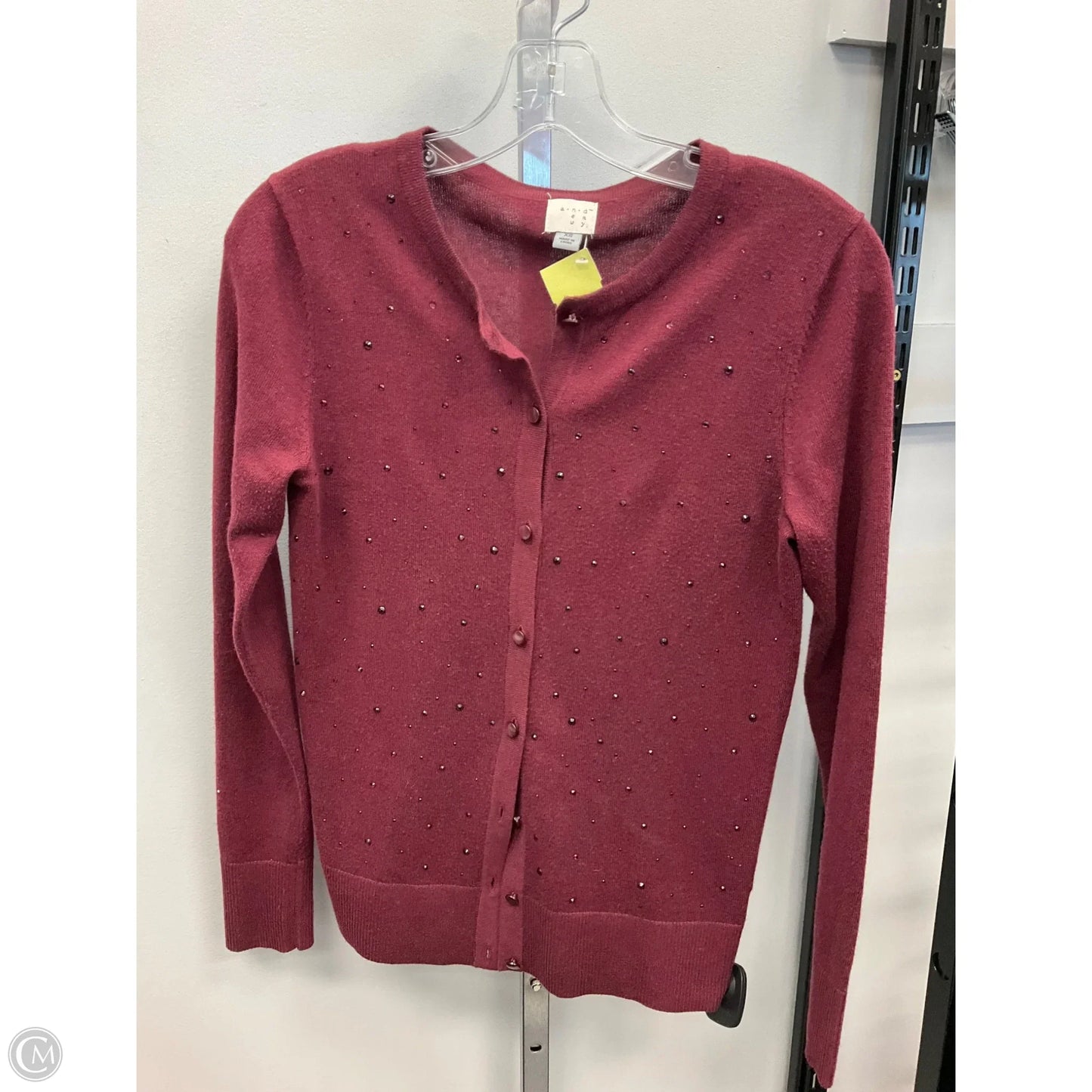 Sweater Cardigan By A New Day In Red, Size: Xs