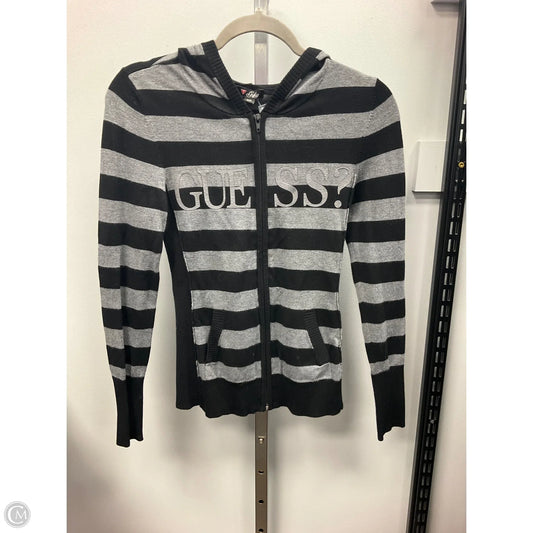 Sweatshirt Hoodie By Guess In Striped Pattern, Size: M