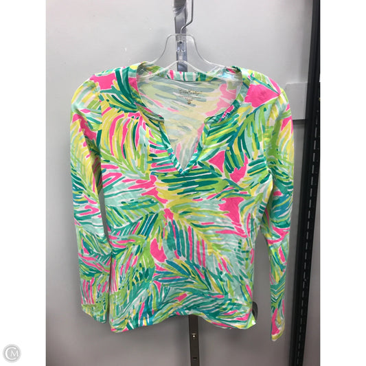 Top Long Sleeve Designer By Lilly Pulitzer In Green & Pink, Size: Xs