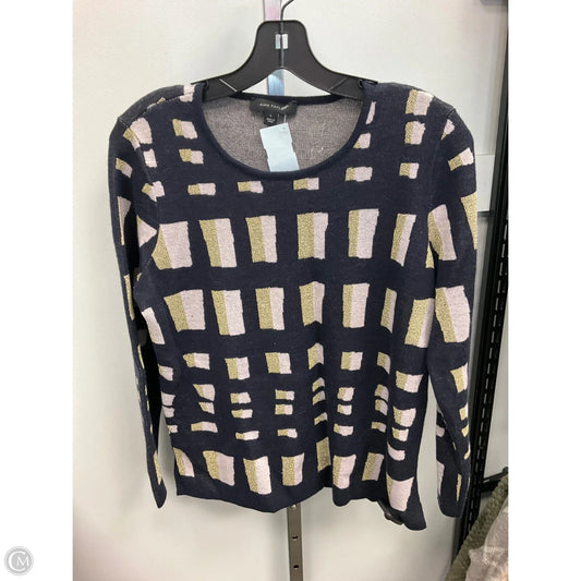 Sweater By Ann Taylor In Blue & Gold, Size: L