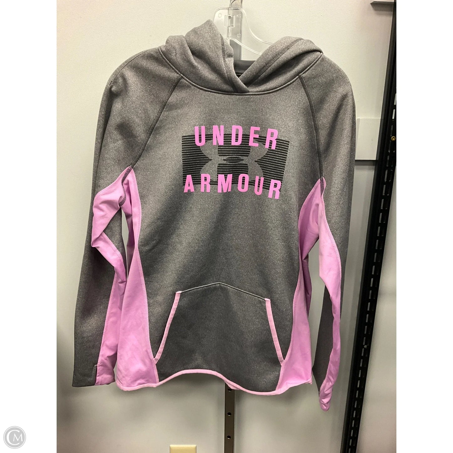Sweatshirt Hoodie By Under Armour In Grey, Size: L
