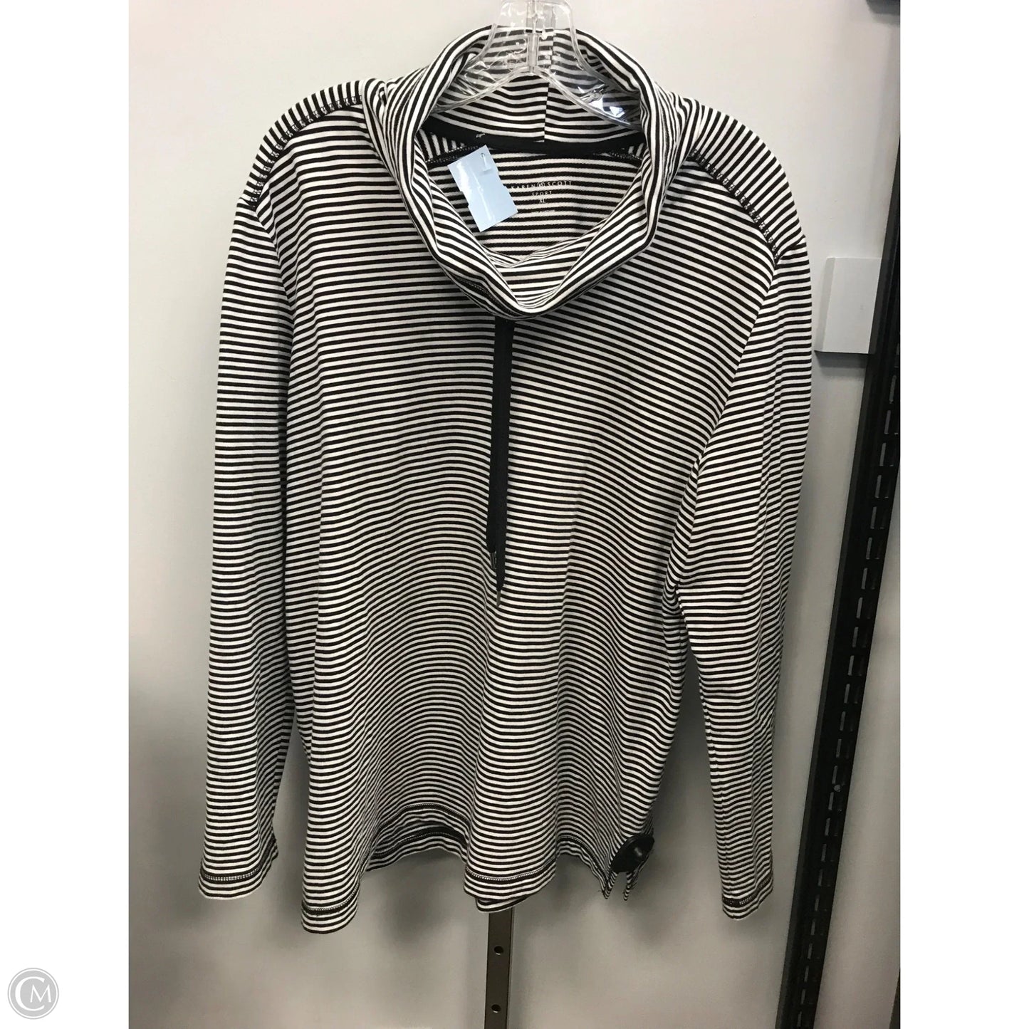 Sweatshirt Collar By Karen Scott In Striped Pattern, Size: Xl