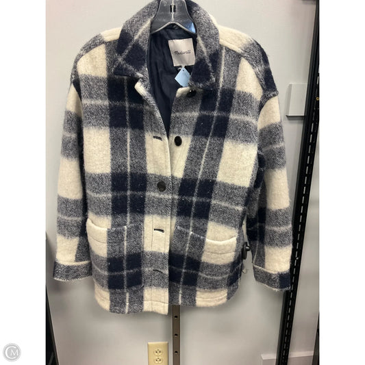 Coat Wool By Madewell In Blue & White, Size: M