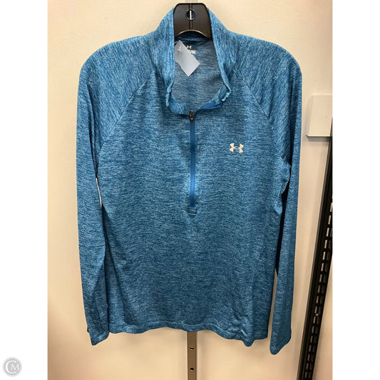 Athletic Top Long Sleeve Collar By Under Armour In Blue, Size: Xl
