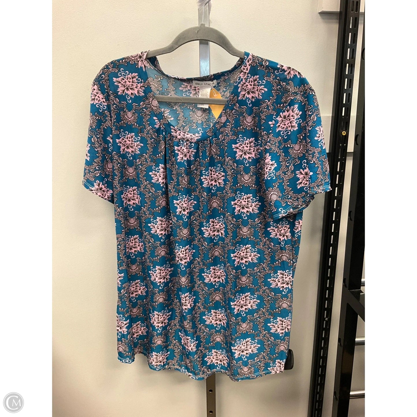 Top Short Sleeve By Clothes Mentor In Blue & Pink, Size: 3x