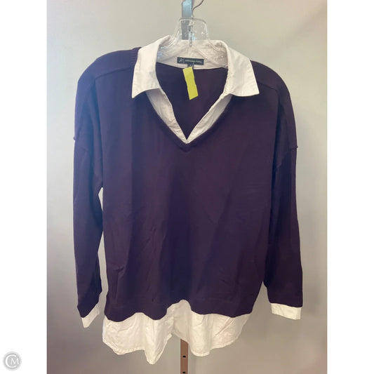 Top Long Sleeve By Adrianna Papell In Purple & White, Size: M