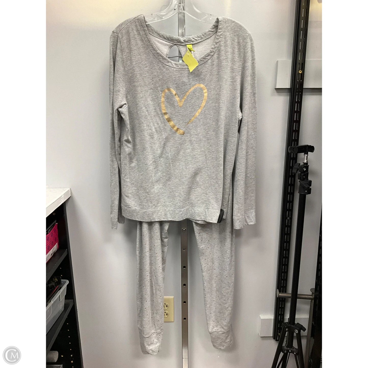 Pajamas 2pc By Hue In Gold & Grey, Size: M