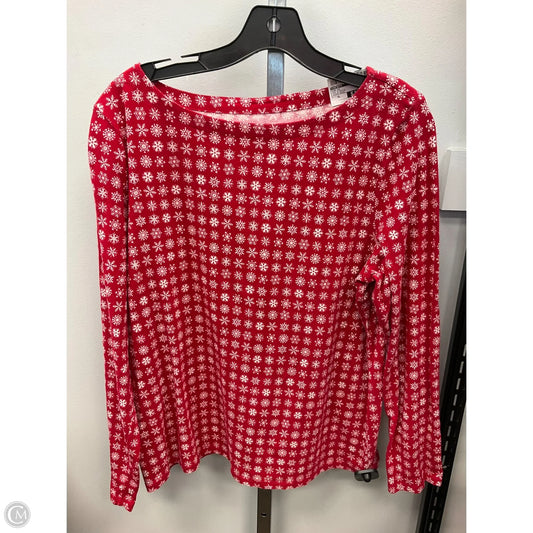 Top Long Sleeve By Talbots In Red & White, Size: Xl