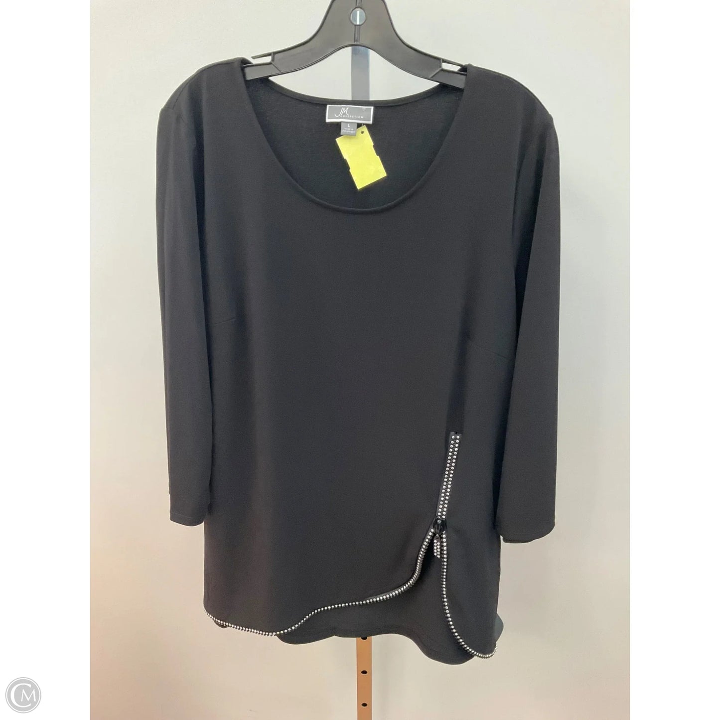 Top Long Sleeve By Jm Collections In Black, Size: L