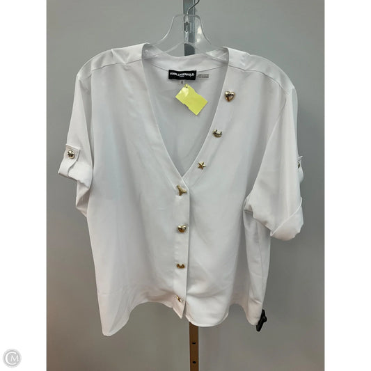 Top Short Sleeve Designer By Karl Lagerfeld In White, Size: Xl