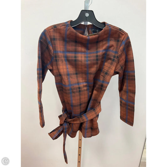 Top Long Sleeve By Ann Taylor In Plaid Pattern, Size: Mp
