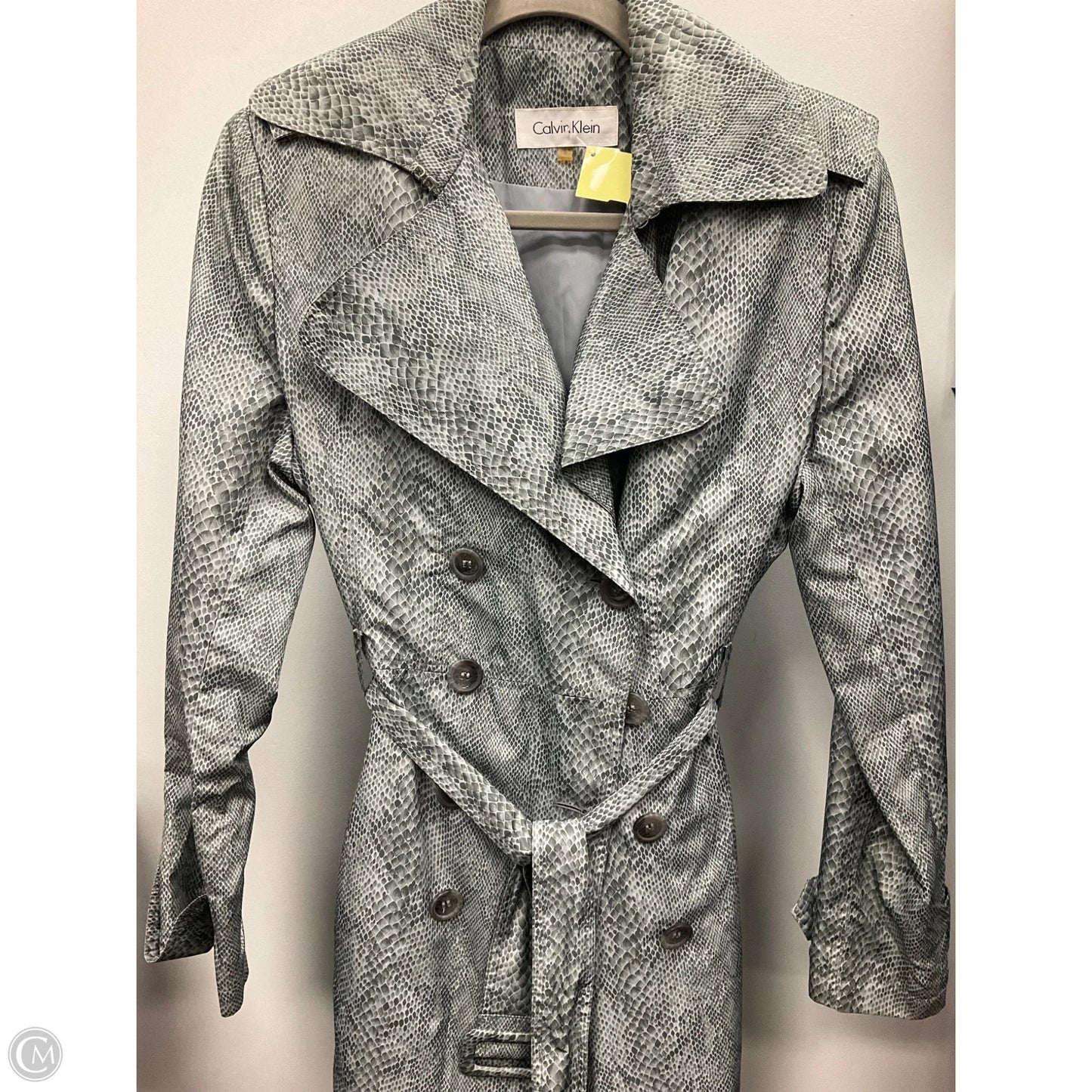 Coat Raincoat By Calvin Klein In Snakeskin Print, Size: S