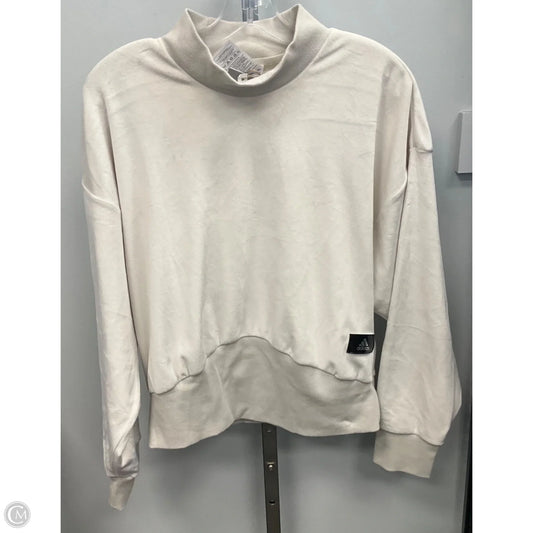 Athletic Top Long Sleeve Collar By Adidas In Cream, Size: M