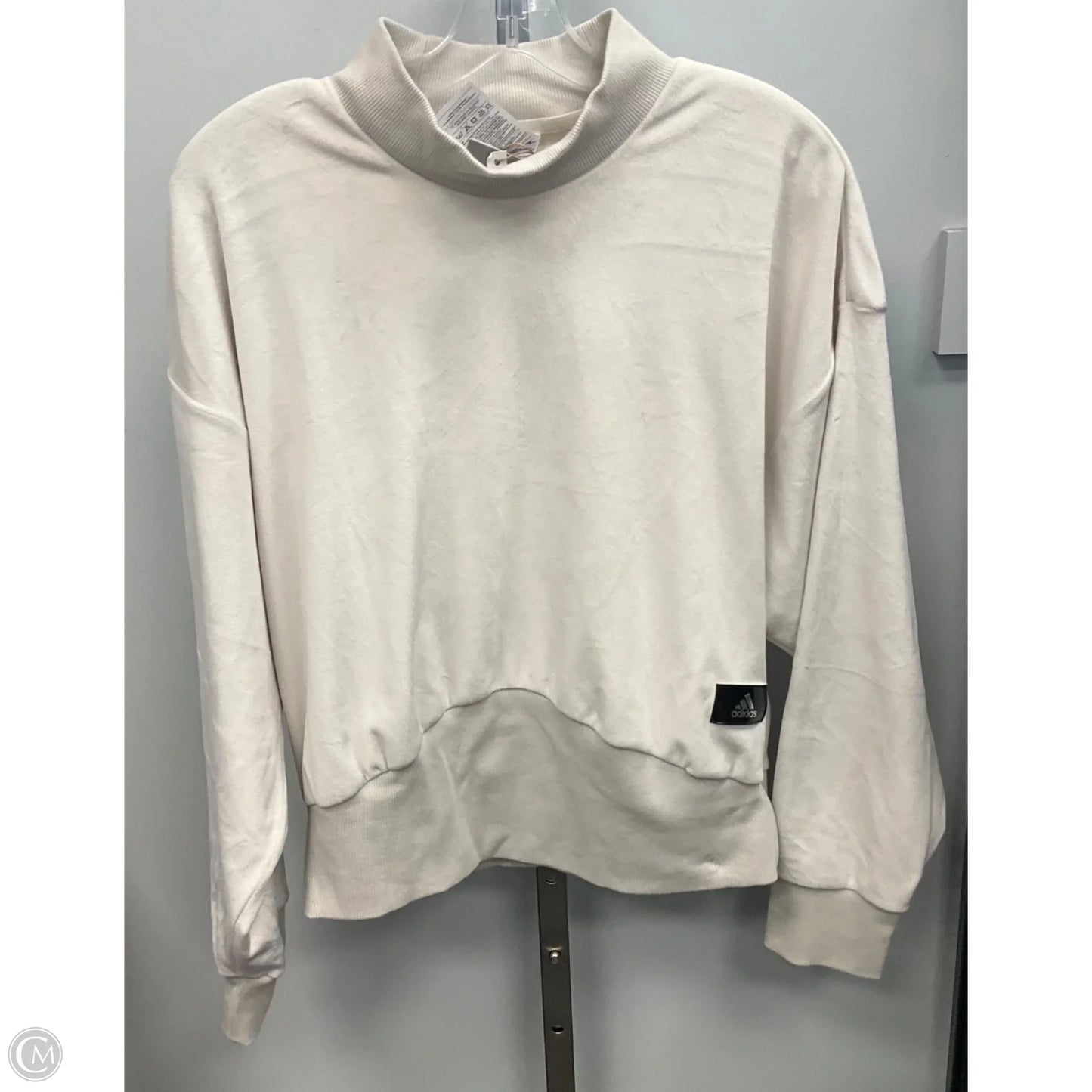 Athletic Top Long Sleeve Collar By Adidas In Cream, Size: M