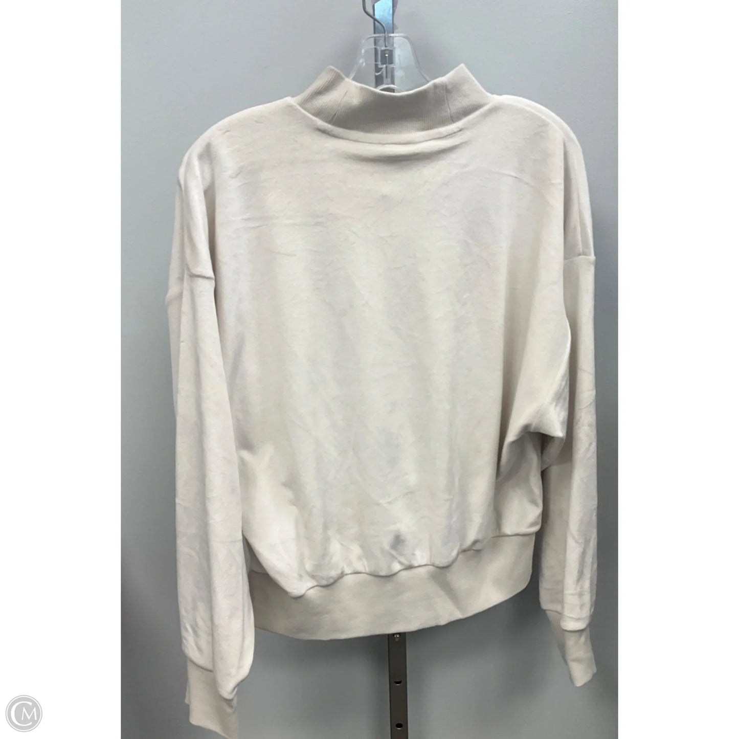Athletic Top Long Sleeve Collar By Adidas In Cream, Size: M