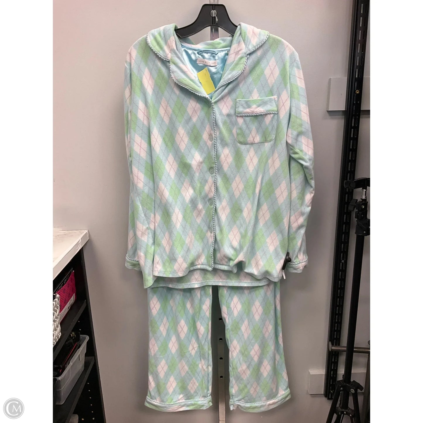 Pajamas 2pc By Lord And Taylor In Blue & Green, Size: M