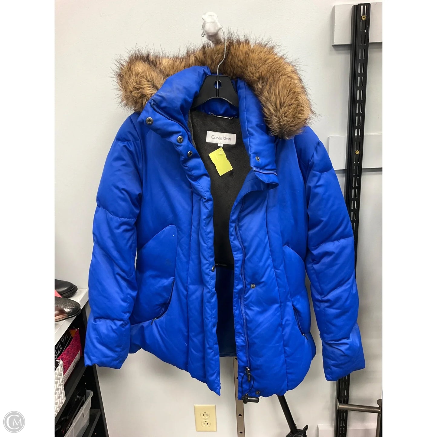 Coat Puffer & Quilted By Calvin Klein In Blue, Size: L