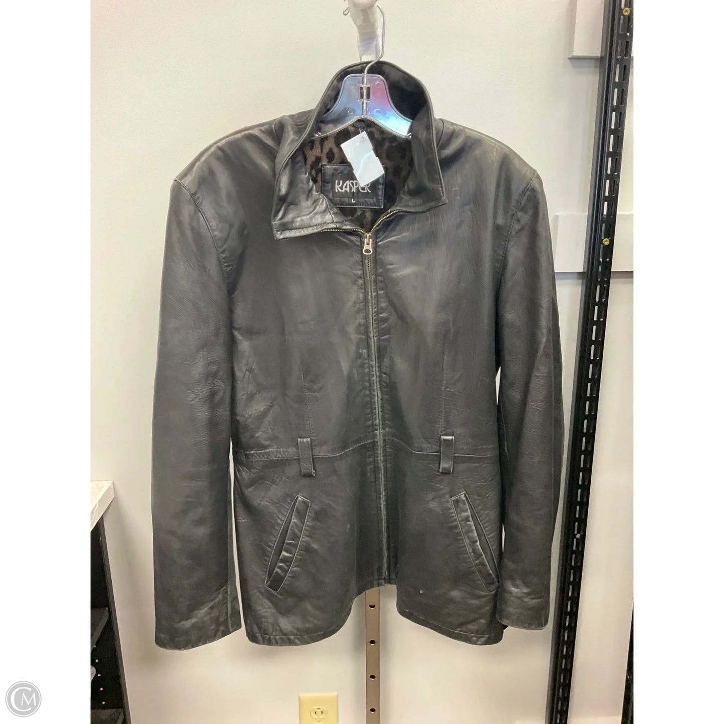 Jacket Leather By Kasper In Black, Size: L
