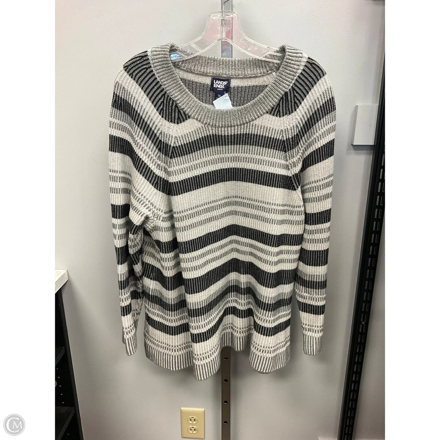 Sweater By Lands End In Striped Pattern, Size: 1x
