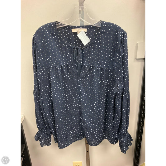 Top Long Sleeve By Loft In Polkadot Pattern, Size: Xl