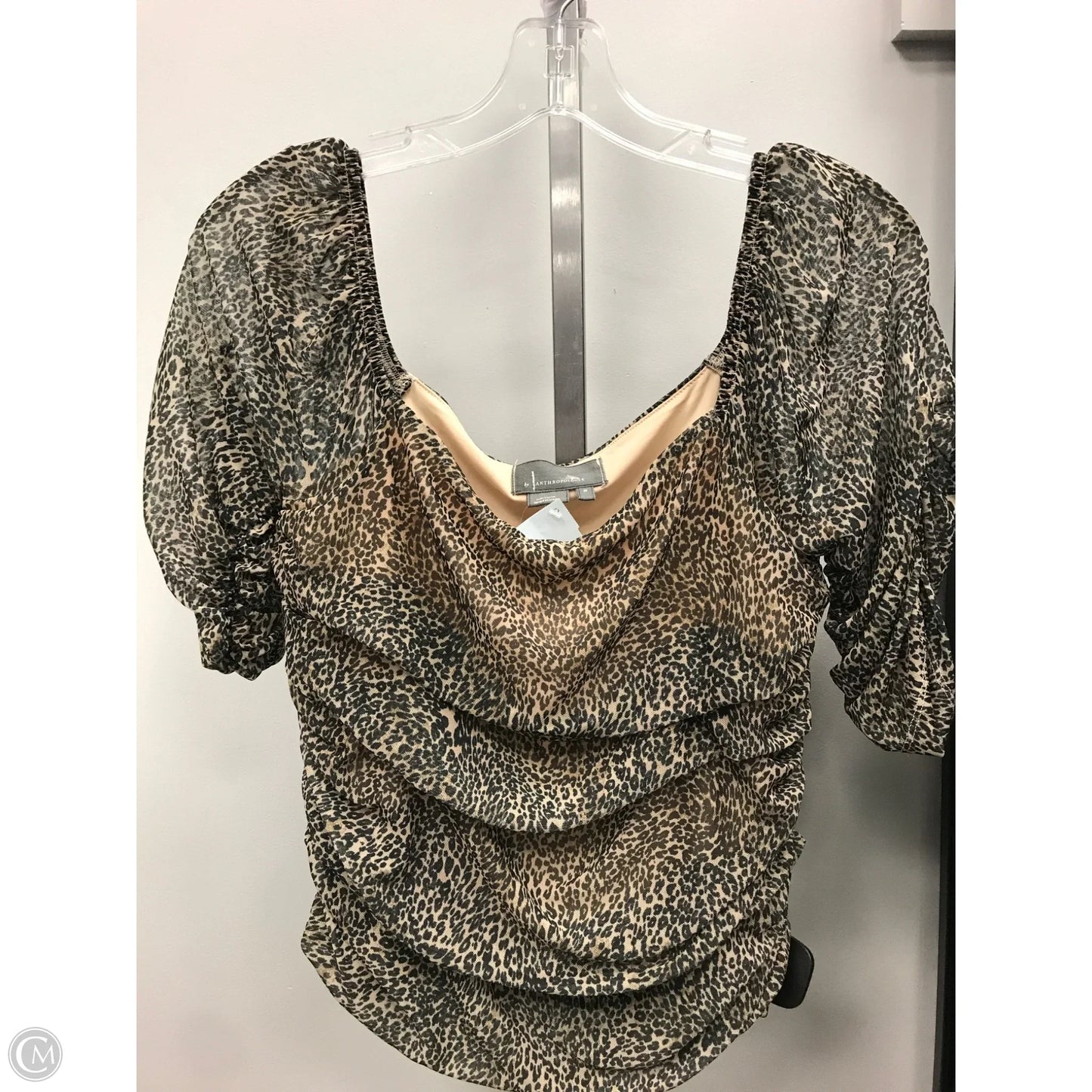 Top Short Sleeve By Anthropologie In Animal Print, Size: M