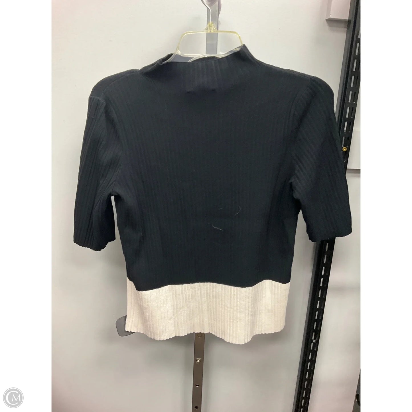 Top Short Sleeve By Ann Taylor In Black & Cream, Size: M