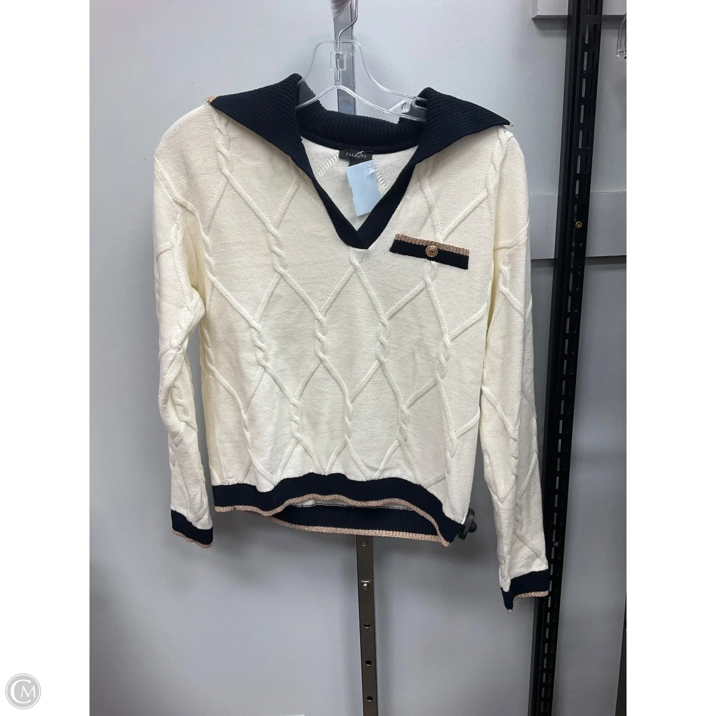 Sweater By Talbots In Black & Cream, Size: Xs