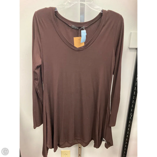 Top Long Sleeve Basic By Aria In Brown, Size: L