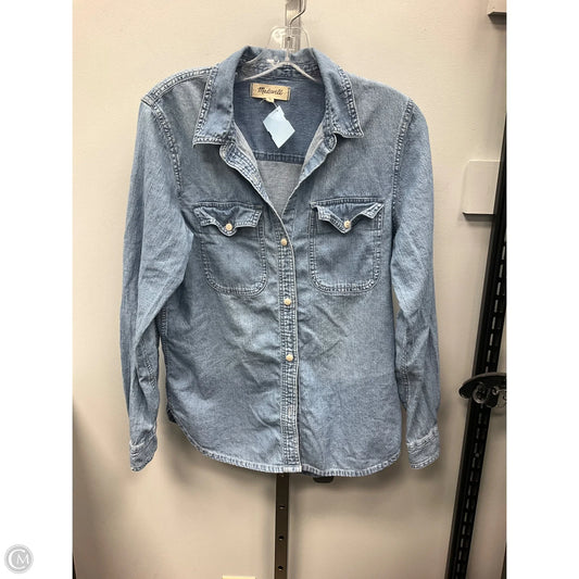 Top Long Sleeve By Madewell In Blue Denim, Size: M