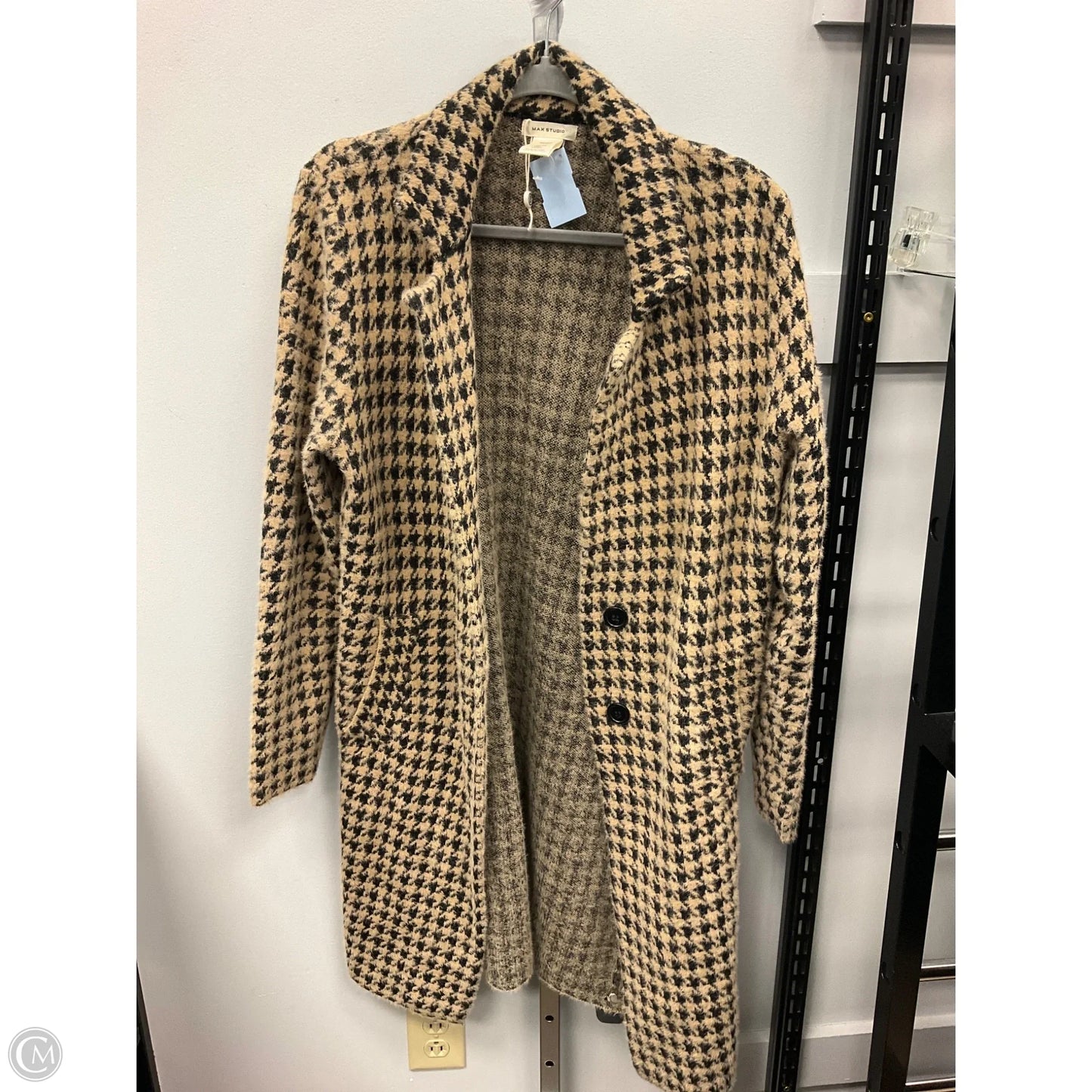 Sweater Cardigan By Max Studio In Black & Brown, Size: M