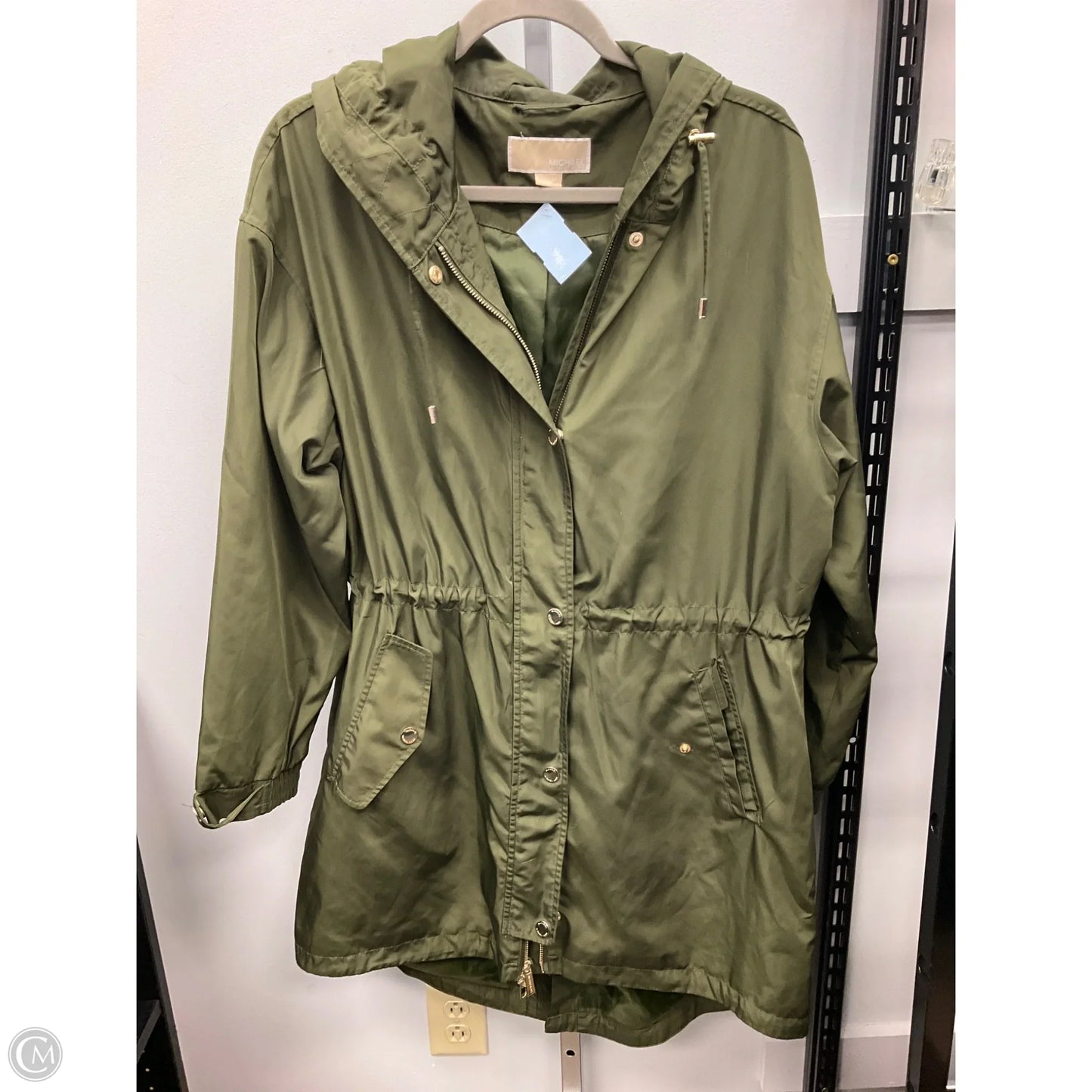 Coat Raincoat By Michael By Michael Kors In Green, Size: L