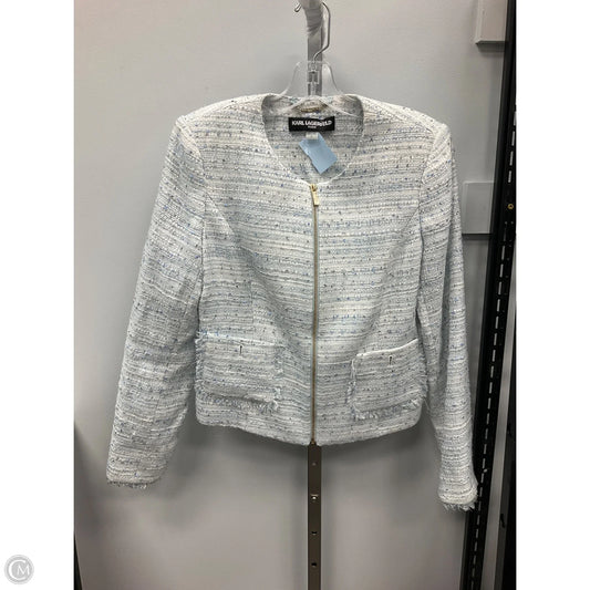 Blazer Designer By Karl Lagerfeld In Blue & White, Size: 6