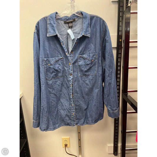 Top Long Sleeve By Ashley Stewart In Blue Denim, Size: 3x