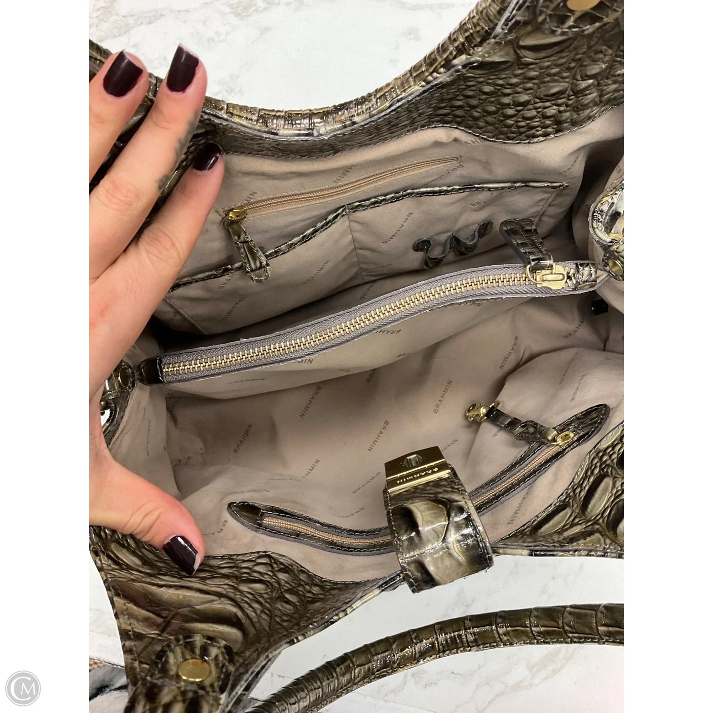 Handbag Designer By Brahmin, Size: Large