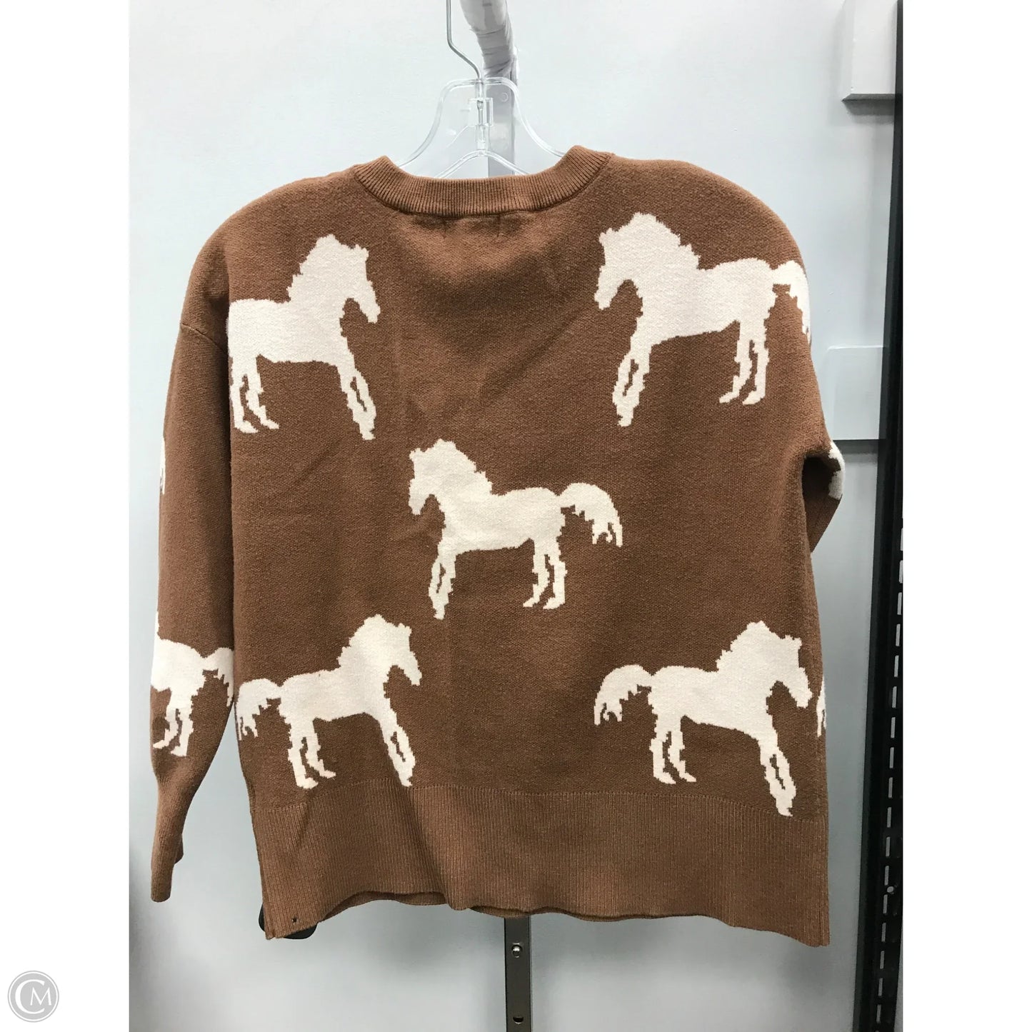 Sweater By Tahari In Brown & Cream, Size: S