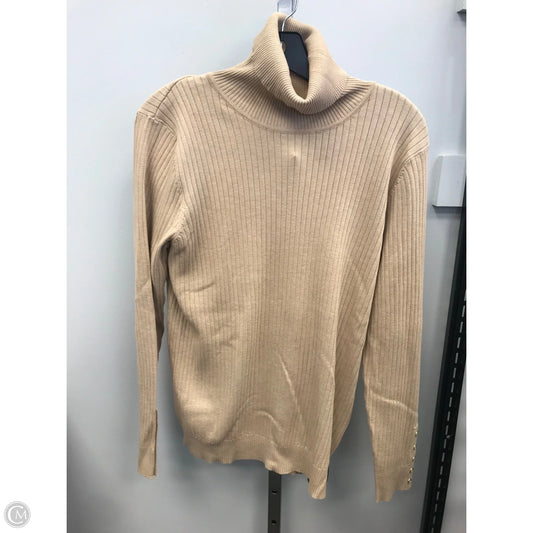 Top Long Sleeve By Calvin Klein In Tan, Size: L