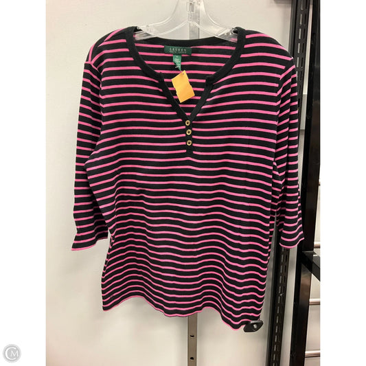 Top Short Sleeve By Lauren By Ralph Lauren In Striped Pattern, Size: 1x