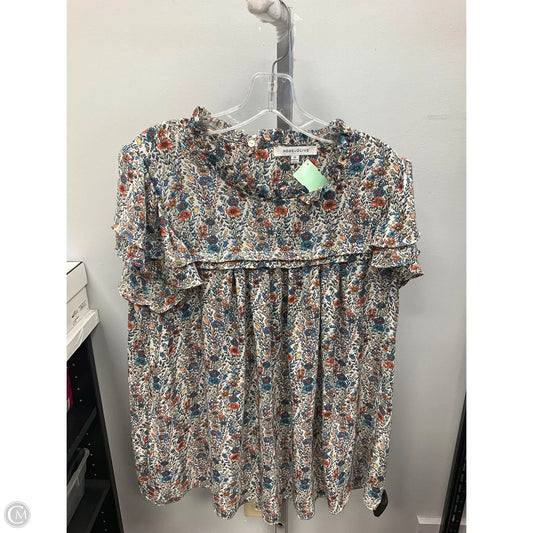 Top Short Sleeve By Roz And Ali In Blue & White, Size: 2x
