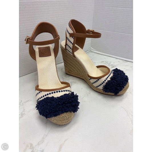 Shoes Designer By Tory Burch In Blue & Cream, Size: 9