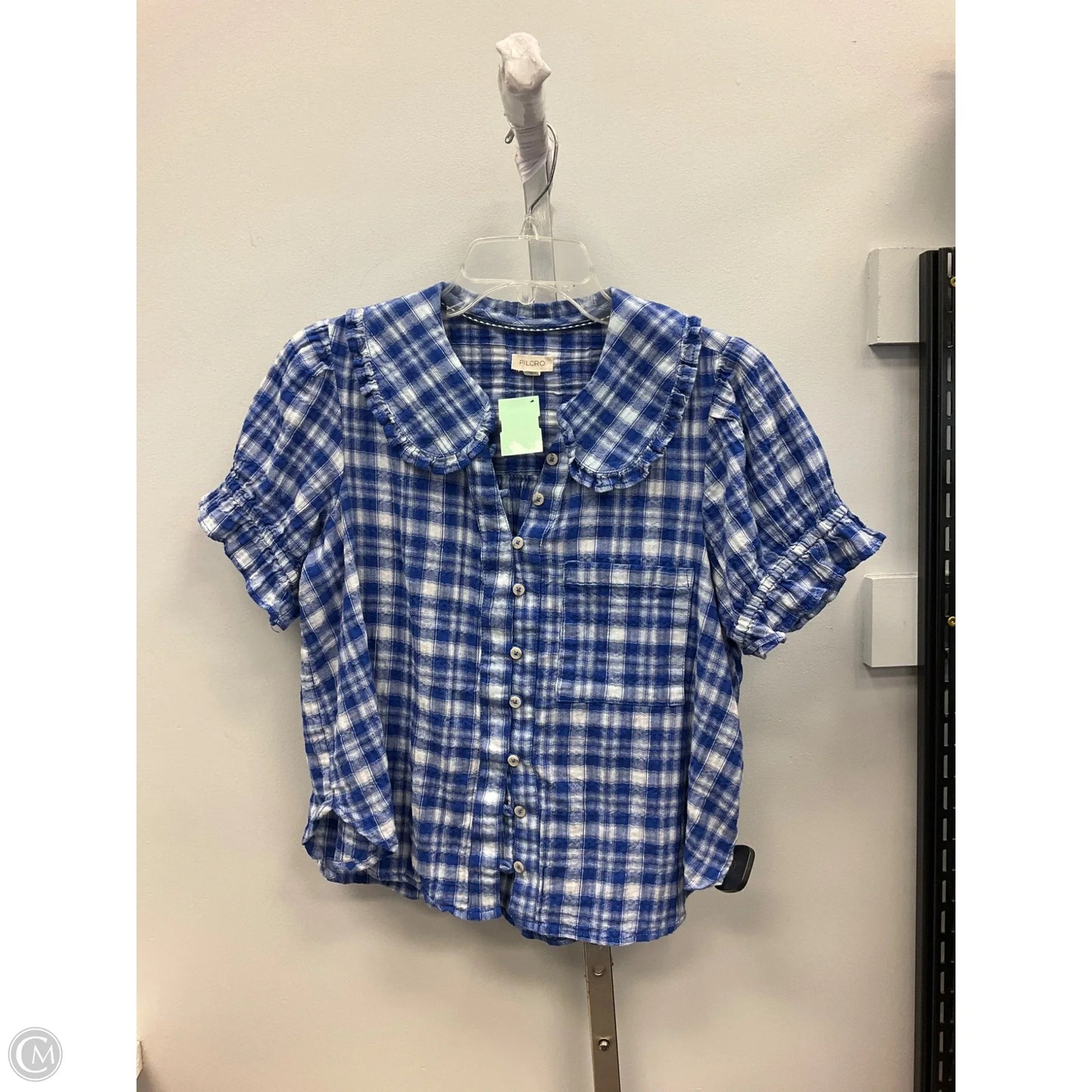 Top Short Sleeve By Pilcro In Plaid Pattern, Size: S