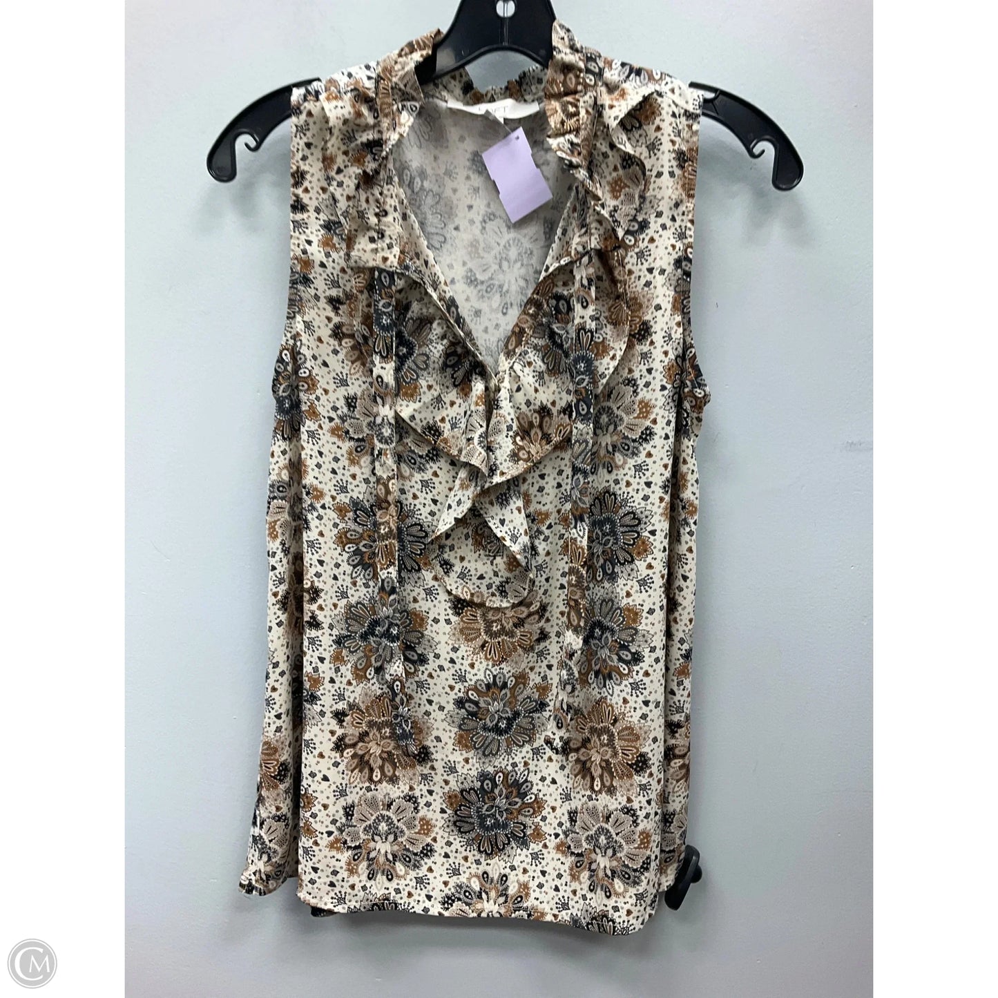 Top Sleeveless By Loft In Black & Cream, Size: Xs