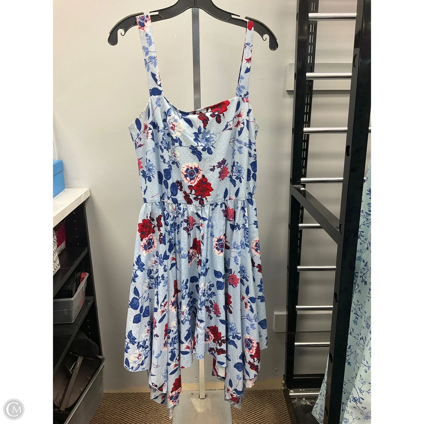 Dress Casual Midi By Roz And Ali In Blue Red & White, Size: 14