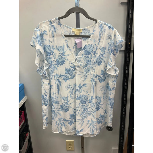 Top Short Sleeve By Cynthia Rowley In Blue & White, Size: 1x