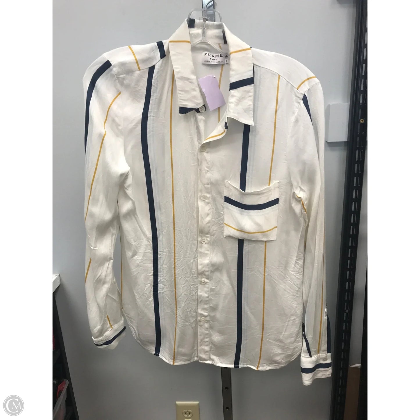 Top Long Sleeve By Frame In Striped Pattern, Size: M